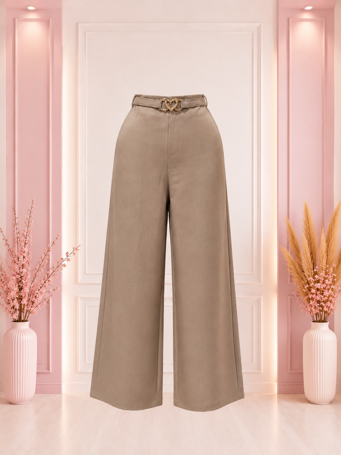 Pantalón Wide Leg con Broche Dorado