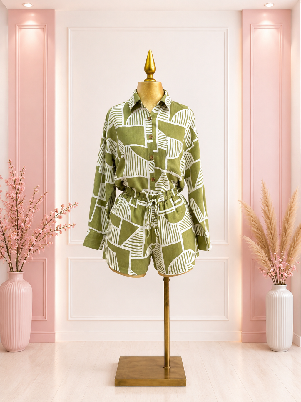 Camisa y Short con Estampado Geométrico