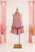 Top Halter y Short con Volante en Capas