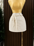 Falda Short Mini con Cinto de Perlas y Lunares