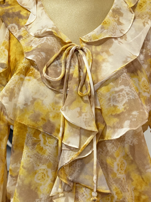 Blusa de Gasa con Volantes y Estampado Floral