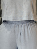Top y Pantalón Wide Leg de Lino en Azul Cielo